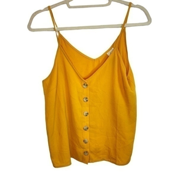 Paper Crane Tops - PAPER Crane Button Down Tank Top Yellow Size Small